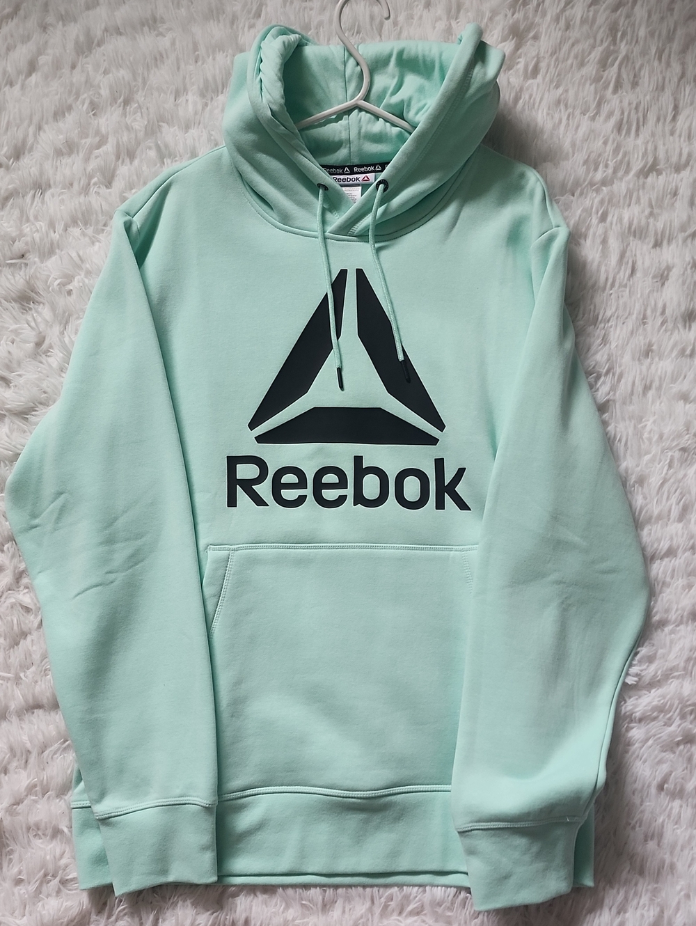 Reebok Men's Crewneck Hoodie - Mint Green with Black Logo